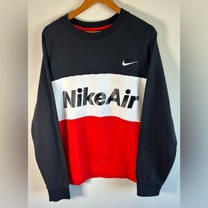 Nike Air Crewneck Pullover Sweater L Spell Out Color Block Embroidered Logo EUC
